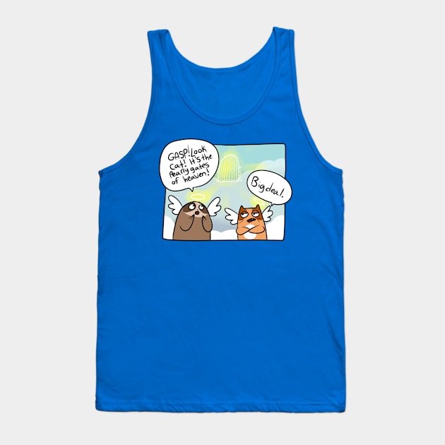 Cat and Sloth in Heaven Comic Tank Top by saradaboru